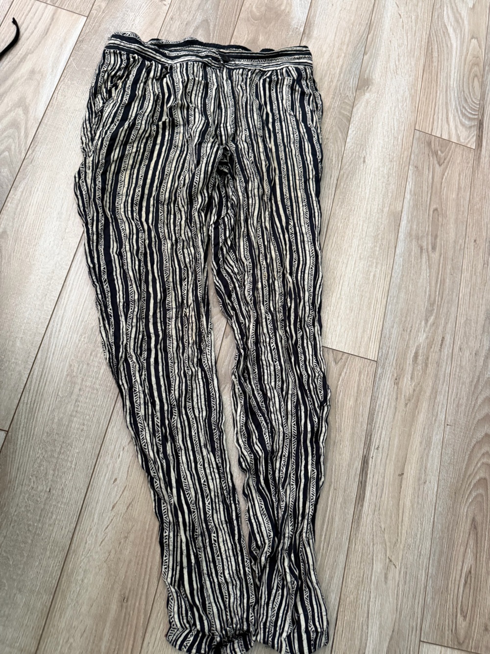 RVCA Black and Cream Striped Lightweight Pants